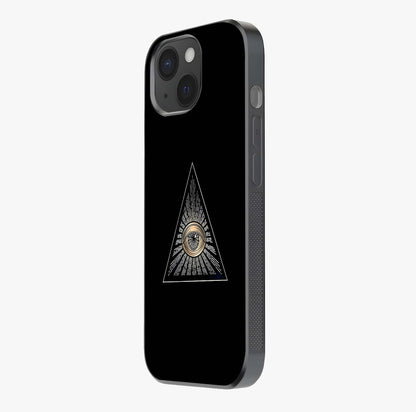 Illuminati Evil Glass Case photographed in natural light showing reflective finish and design depth.