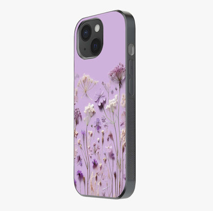 Lavender Blossom Dream Glass Case photographed in natural light showing reflective finish and design depth.
