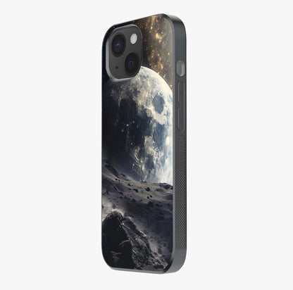Lunar Horizon Glow Glass Case photographed in natural light showing reflective finish and design depth.