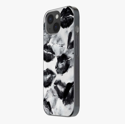 Midnight Kiss Marks Glass Case photographed in natural light showing reflective finish and design depth.