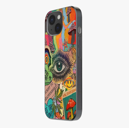 Mystic Eye Wonderland Glass Case photographed in natural light showing reflective finish and design depth.