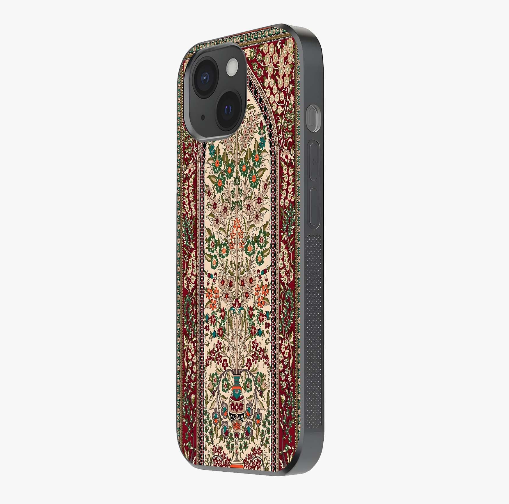 Persian Inspired Glass Case photographed in natural light showing reflective finish and design depth.