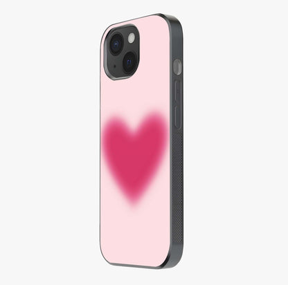 Pink Aura Heart Glass Case photographed in natural light showing reflective finish and design depth.