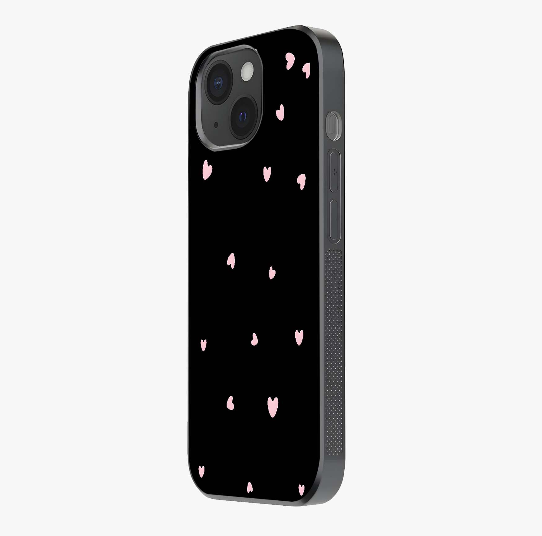 Pink Love Drops Glass Case photographed in natural light showing reflective finish and design depth.