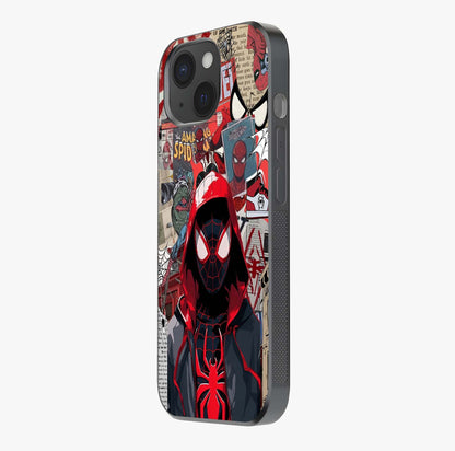 Spider Collage Street Glass Case photographed in natural light showing reflective finish and design depth.