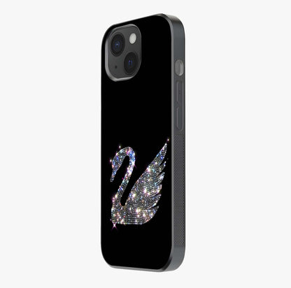 Starlit Swan Grace Glass Case photographed in natural light showing reflective finish and design depth.