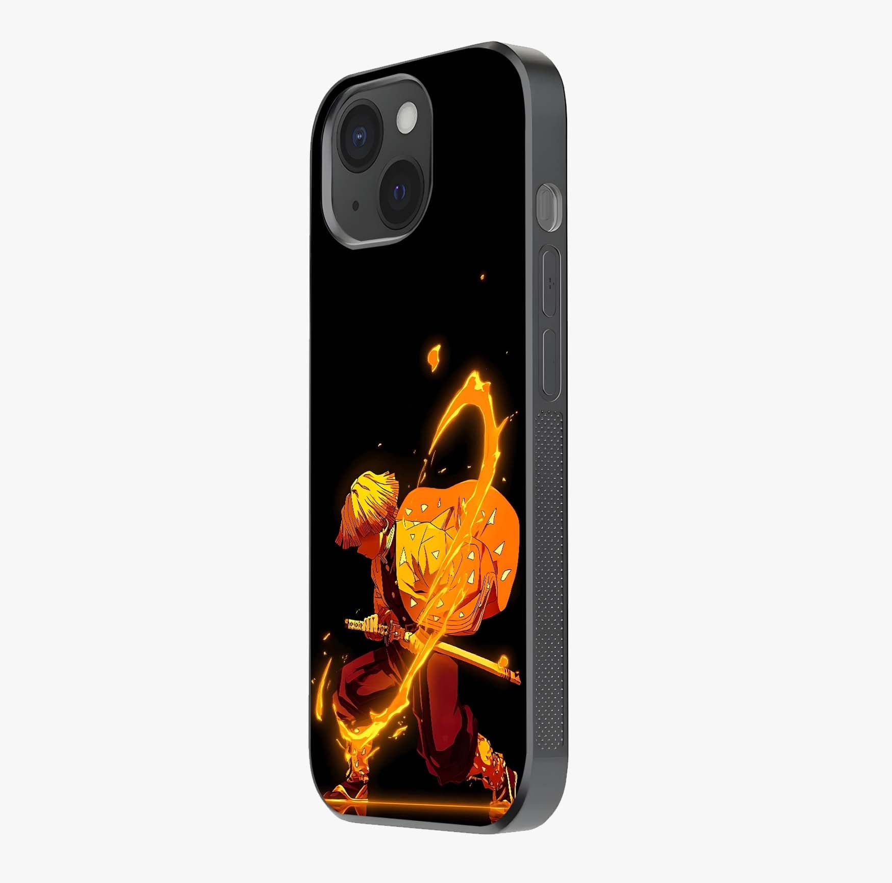 Thunder Flame Execution Glass Case photographed in natural light showing reflective finish and design depth.