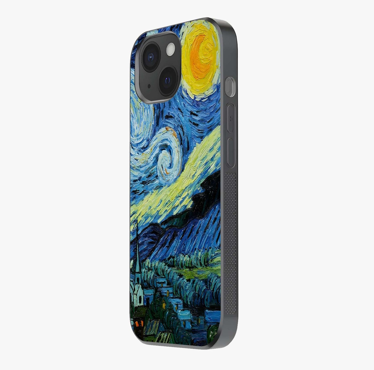 Van Gogh Art Glass Case photographed in natural light showing reflective finish and design depth.
