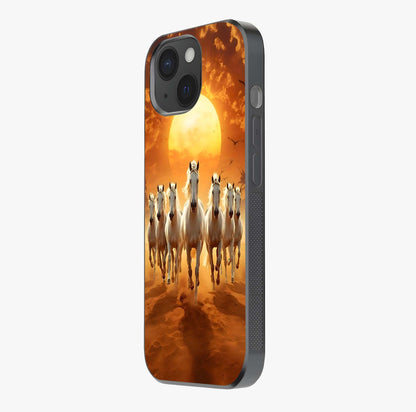 Wild Sunset Majesty Glass Case photographed in natural light showing reflective finish and design depth.