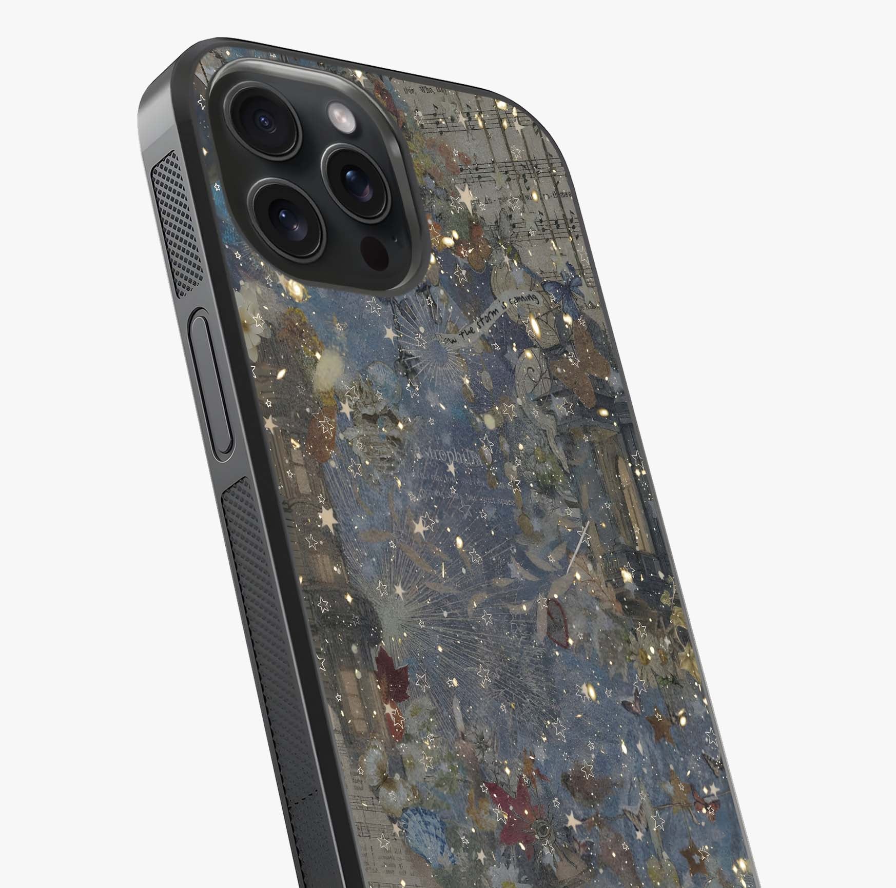 Aesthetic Astrolophia Glass Case captured at a warm angle highlighting gloss, texture and premium glass finish.