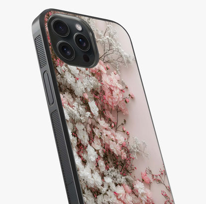 Blush Blossom Cloud Glass Case captured at a warm angle highlighting gloss, texture and premium glass finish.