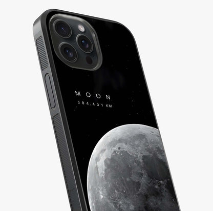 Cosmic Moon Glow Glass Case captured at a warm angle highlighting gloss, texture and premium glass finish.