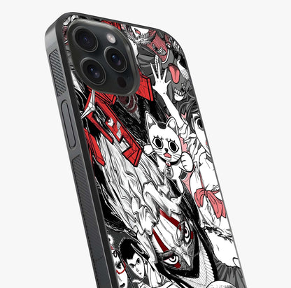 Crimson Chaos Panel Glass Case captured at a warm angle highlighting gloss, texture and premium glass finish.