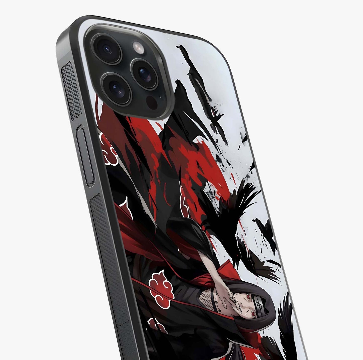 Crimson Crow Illusion Glass Case captured at a warm angle highlighting gloss, texture and premium glass finish.