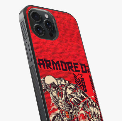 Crimson Mecha Titan Glass Case captured at a warm angle highlighting gloss, texture and premium glass finish.