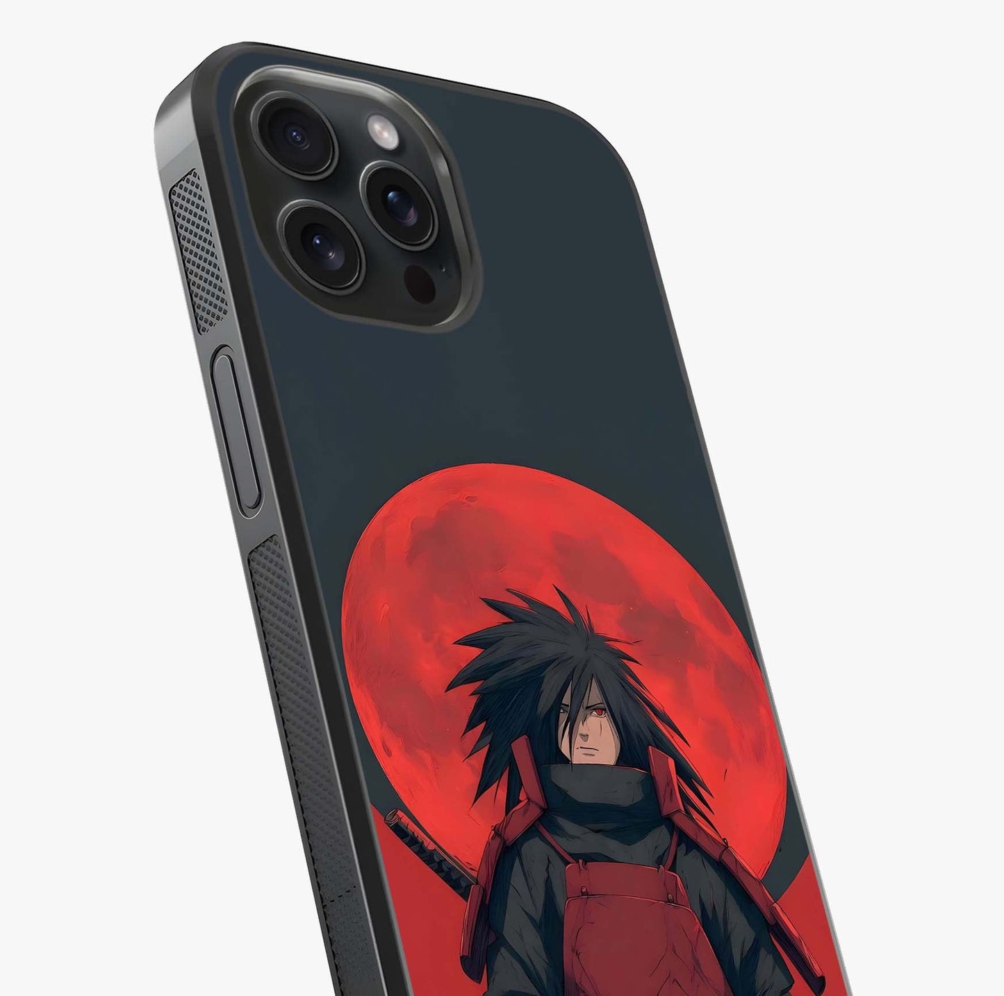 Crimson Moon Warlord Glass Case captured at a warm angle highlighting gloss, texture and premium glass finish.
