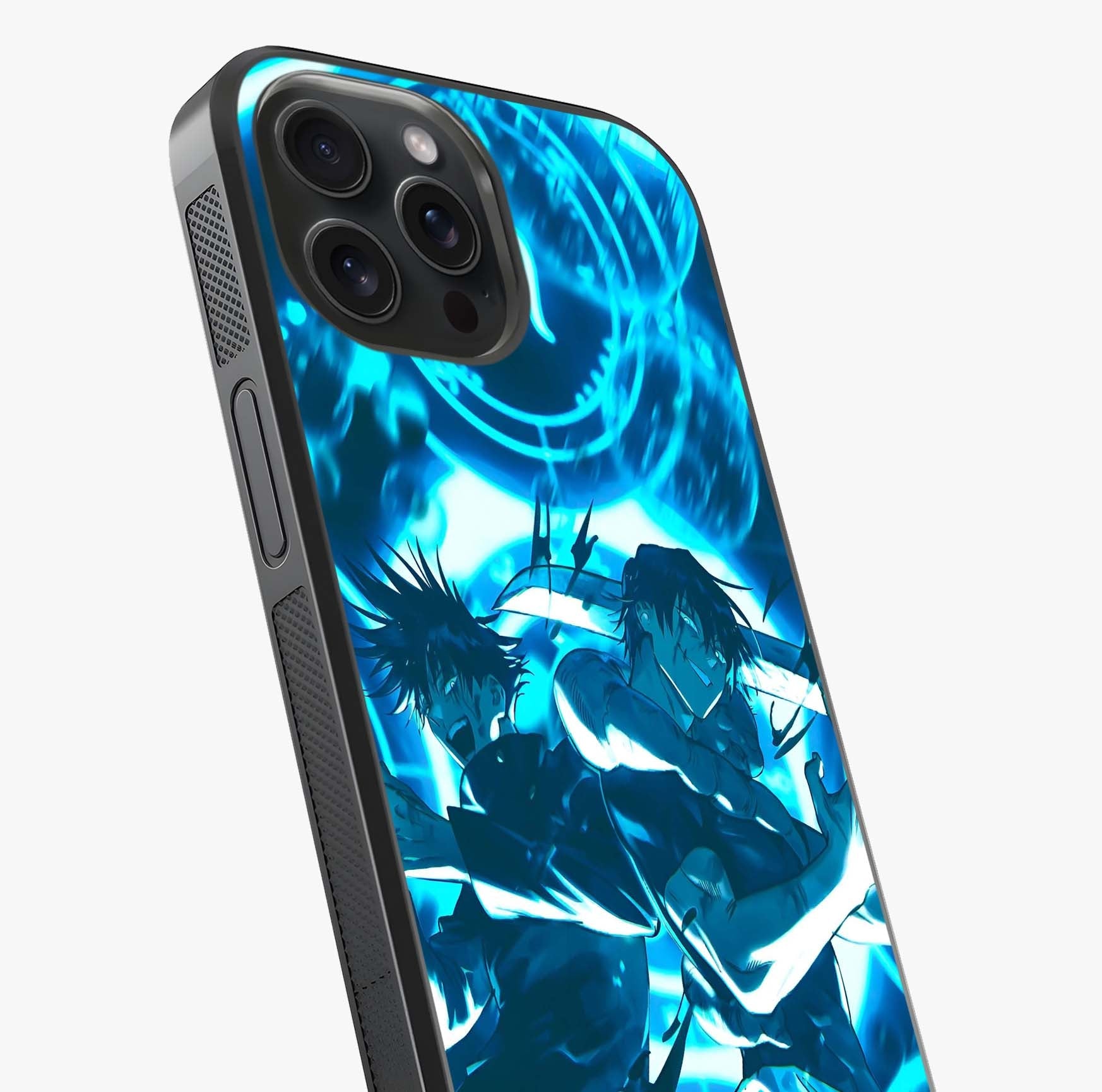 Cursed Energy Clash Glass Case captured at a warm angle highlighting gloss, texture and premium glass finish.