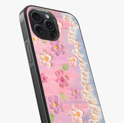 Dreamy Painted Garden Glass Case captured at a warm angle highlighting gloss, texture and premium glass finish.