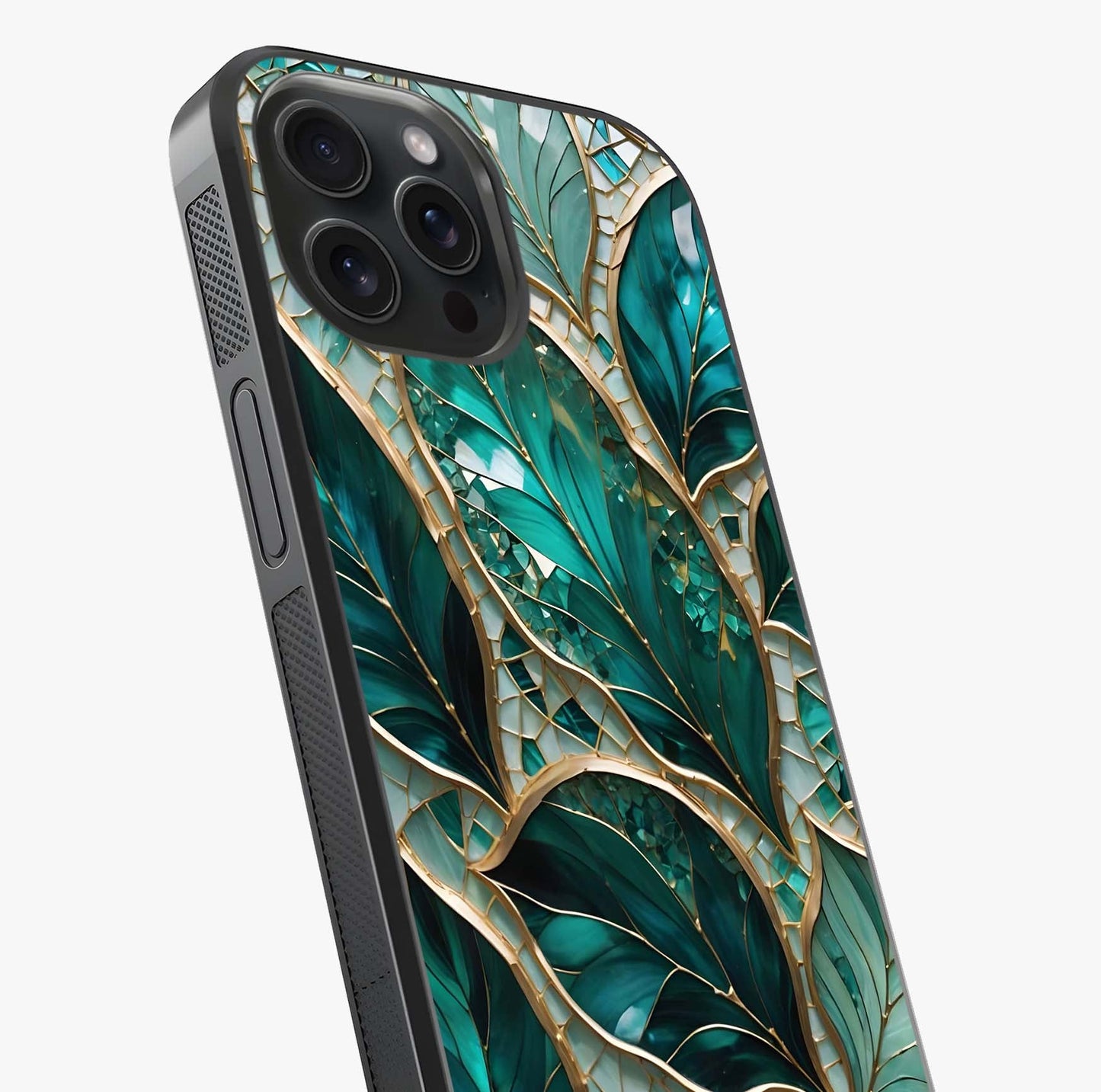 Emerald Leaf Glass Glass Case captured at a warm angle highlighting gloss, texture and premium glass finish.