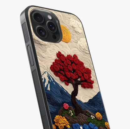Eternal Nature Tapestry Glass Case captured at a warm angle highlighting gloss, texture and premium glass finish.
