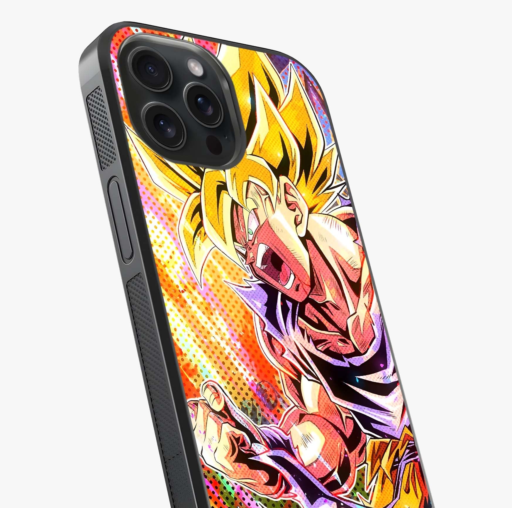 Firing Goku Glass Case captured at a warm angle highlighting gloss, texture and premium glass finish.