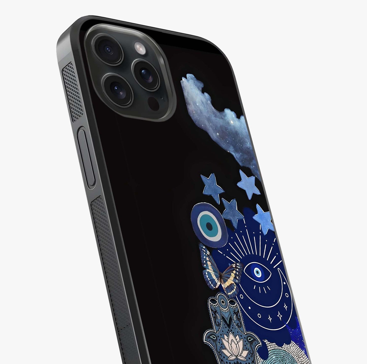 Galactic Charm Cluster Glass Case captured at a warm angle highlighting gloss, texture and premium glass finish.