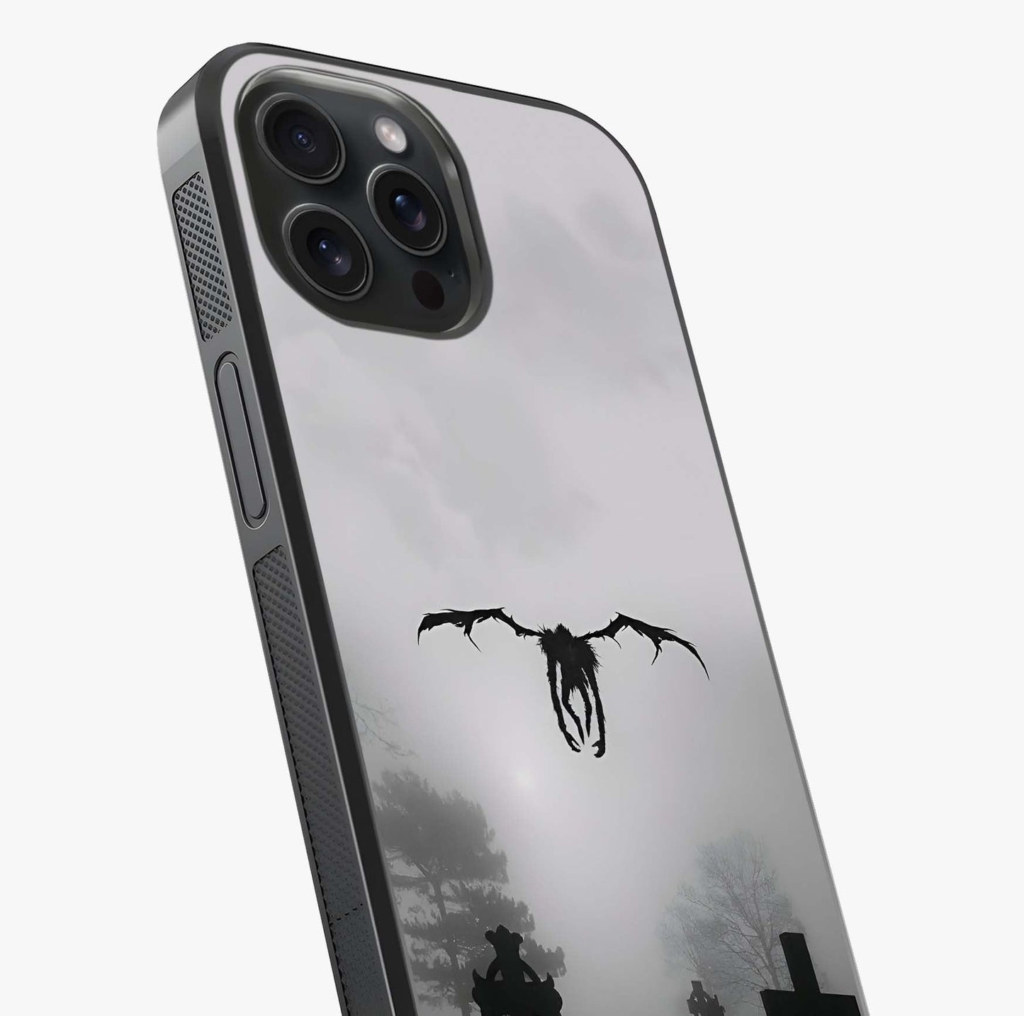 Graveyard Shadow Descent Glass Case captured at a warm angle highlighting gloss, texture and premium glass finish.