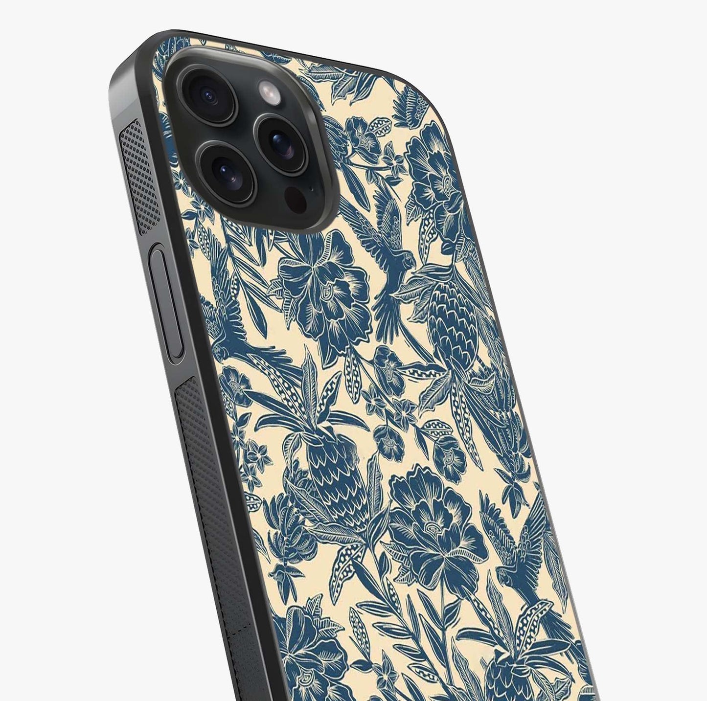 Heirloom Wild Bloom Glass Case captured at a warm angle highlighting gloss, texture and premium glass finish.