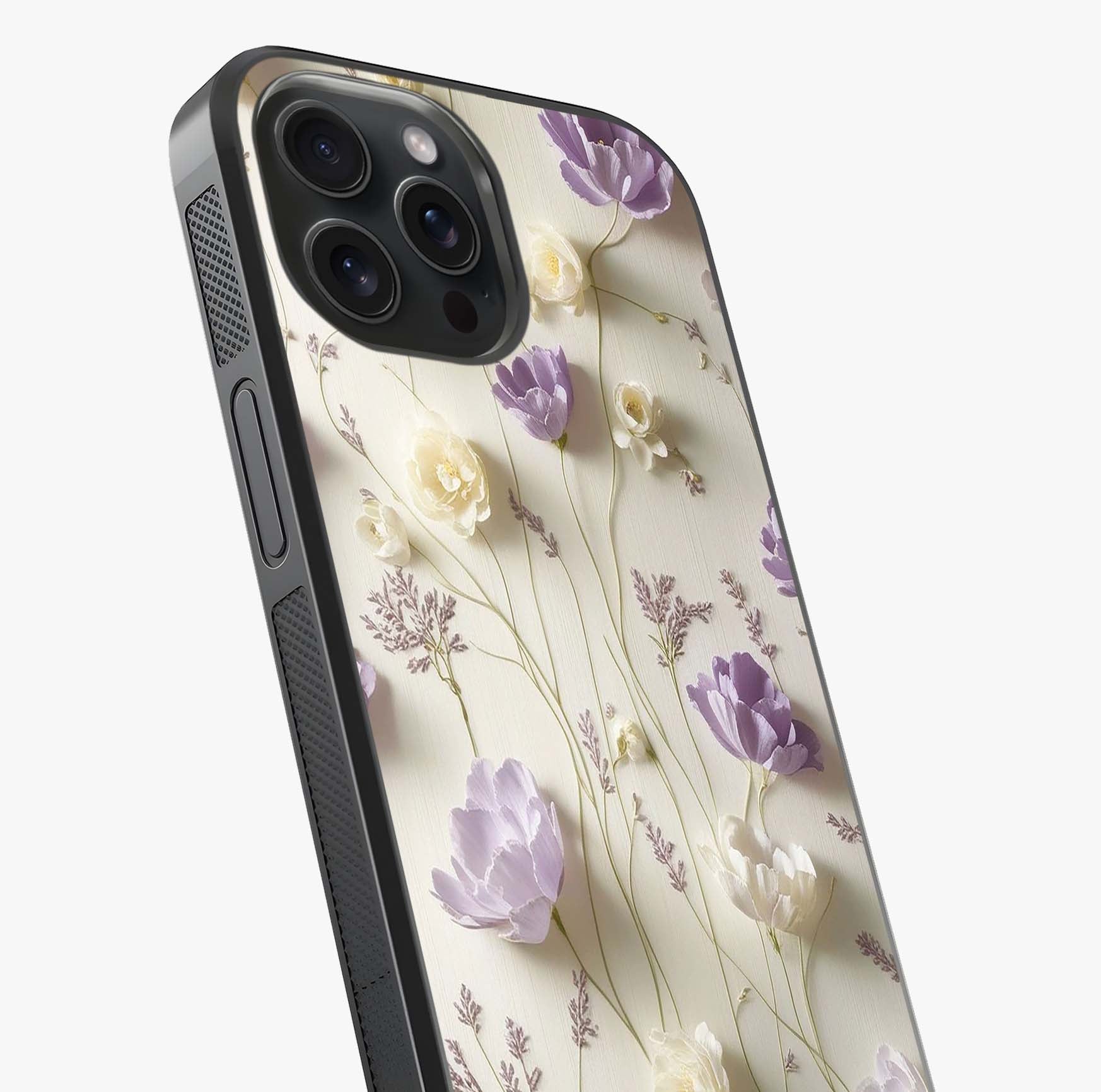 Lilac Breeze Harmony Glass Case captured at a warm angle highlighting gloss, texture and premium glass finish.