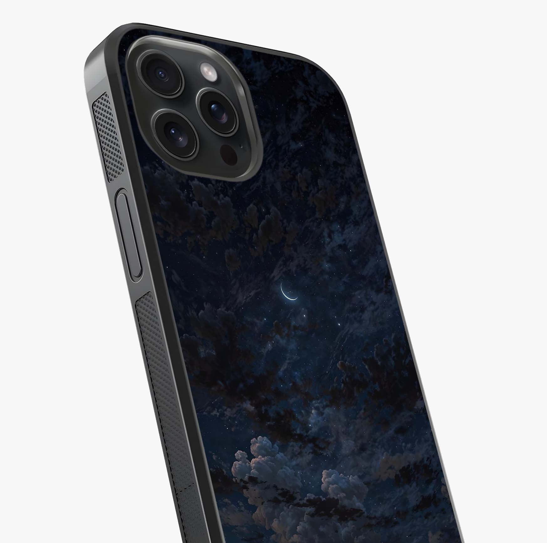 Lunar Veil Silence Glass Case captured at a warm angle highlighting gloss, texture and premium glass finish.