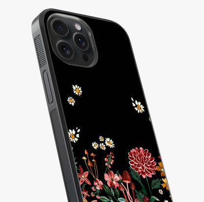 Midnight Bloom Pattern Glass Case captured at a warm angle highlighting gloss, texture and premium glass finish.
