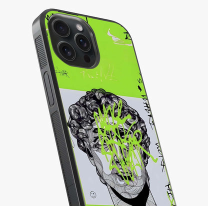 Neo Graffiti Rebellion Glass Case captured at a warm angle highlighting gloss, texture and premium glass finish.