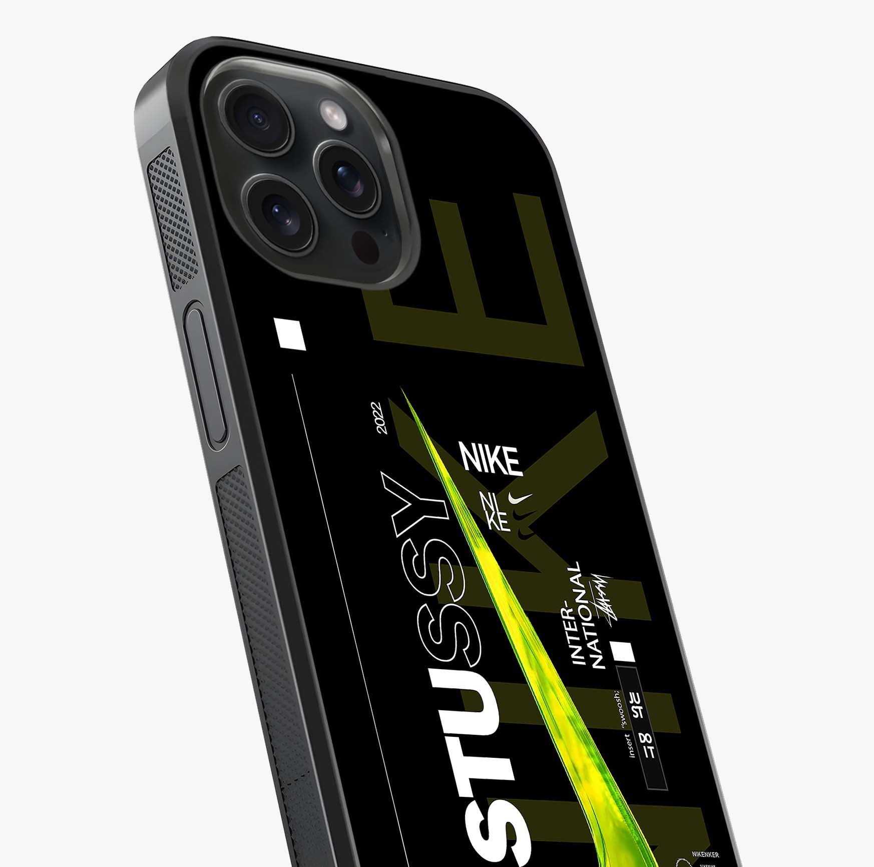 Neon Street Edition Glass Case captured at a warm angle highlighting gloss, texture and premium glass finish.