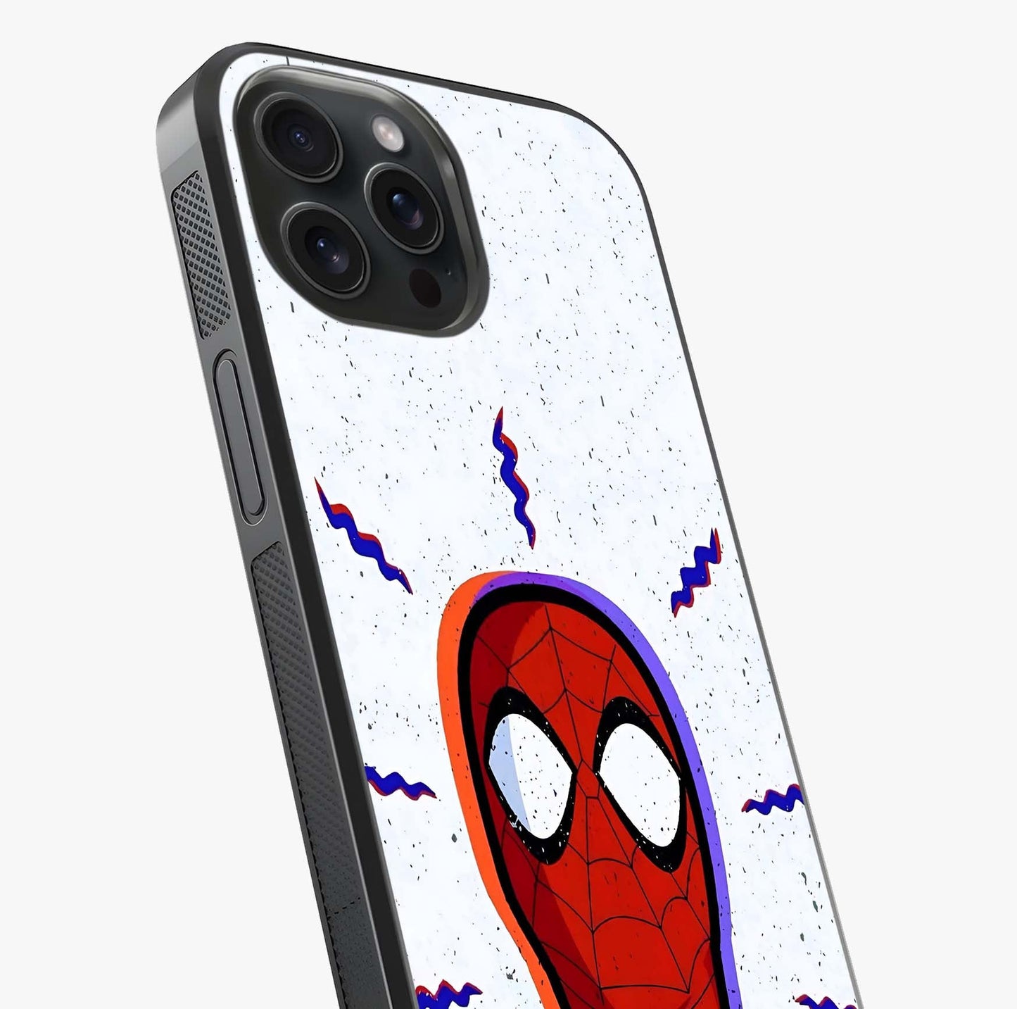 Omg Spiderman Glass Case captured at a warm angle highlighting gloss, texture and premium glass finish.