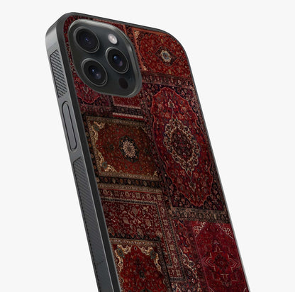 Persian Velvet Tale Glass Case captured at a warm angle highlighting gloss, texture and premium glass finish.