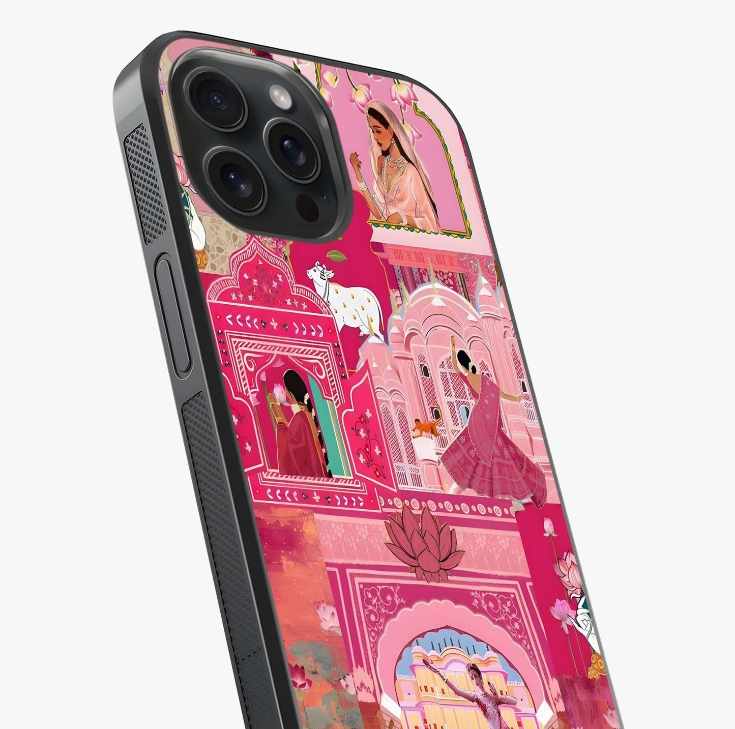 Pink Palace Muse Glass Case captured at a warm angle highlighting gloss, texture and premium glass finish.