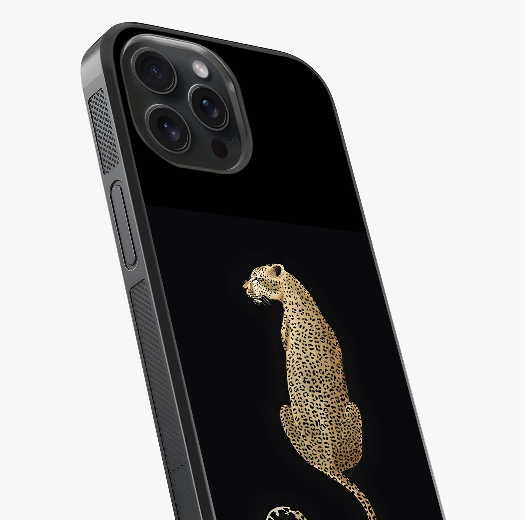 Regal Leopard Glass Case captured at a warm angle highlighting gloss, texture and premium glass finish.