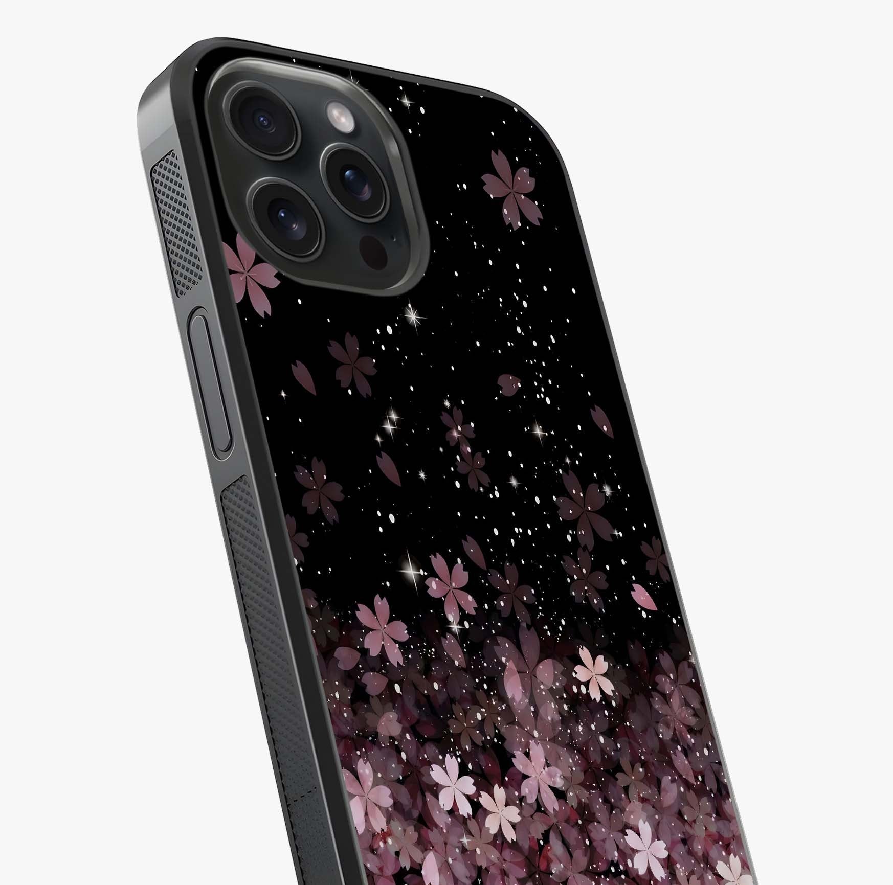 Small Starry Flowers Glass Case captured at a warm angle highlighting gloss, texture and premium glass finish.