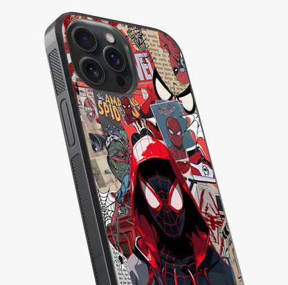 Spider Collage Street Glass Case captured at a warm angle highlighting gloss, texture and premium glass finish.
