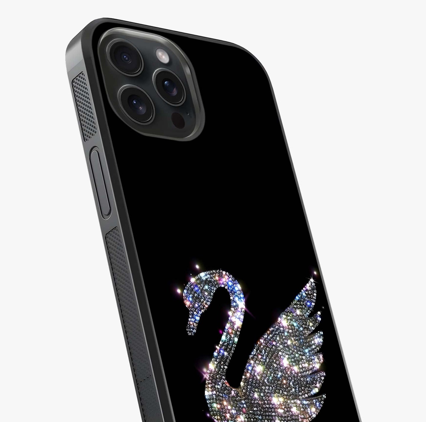 Starlit Swan Grace Glass Case captured at a warm angle highlighting gloss, texture and premium glass finish.