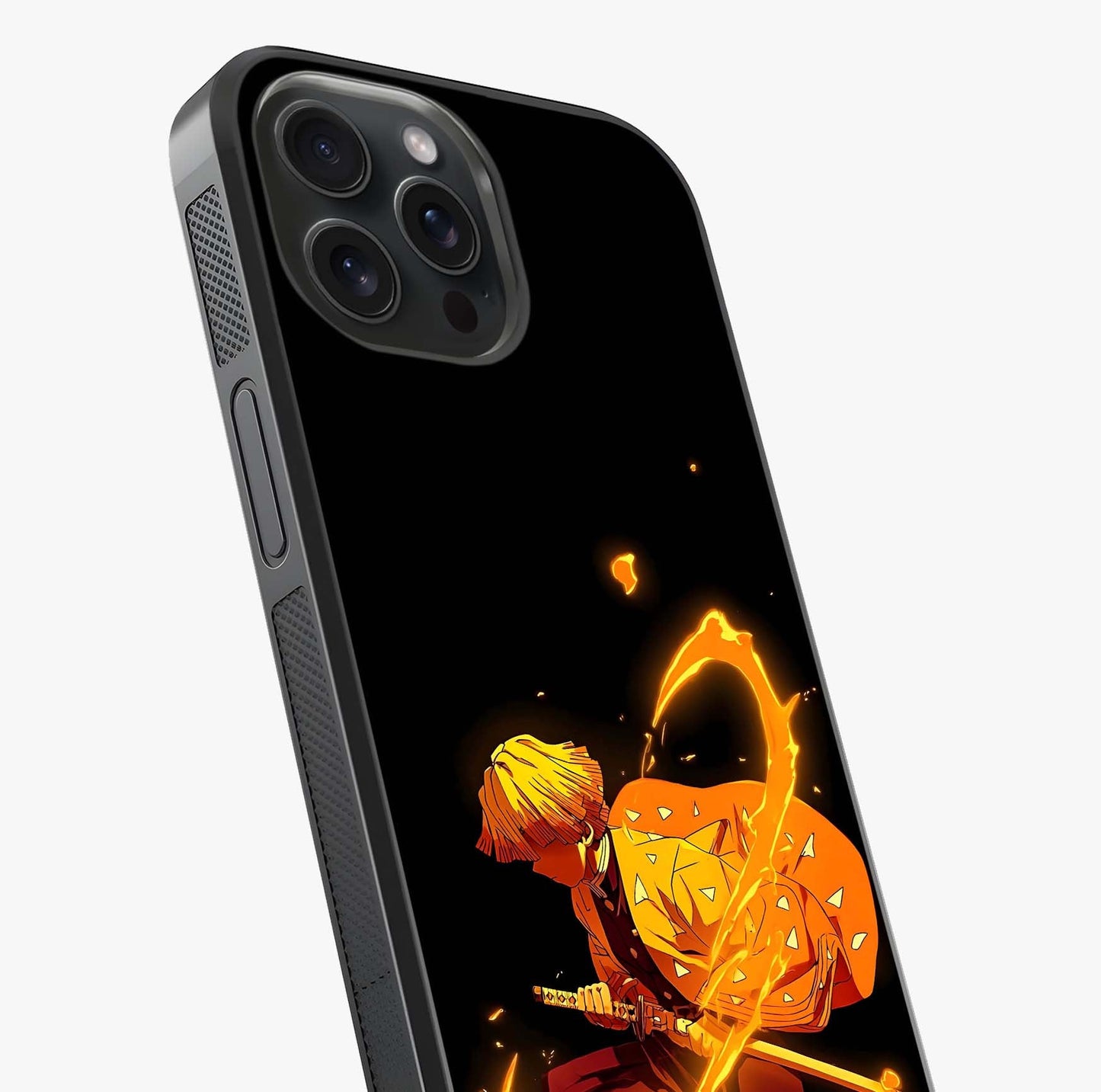 Thunder Flame Execution Glass Case captured at a warm angle highlighting gloss, texture and premium glass finish.