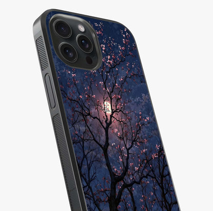 Twilight Sakura Serenade Glass Case captured at a warm angle highlighting gloss, texture and premium glass finish.