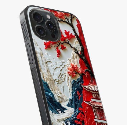 Whispers Of Sakura Waves Glass Case captured at a warm angle highlighting gloss, texture and premium glass finish.