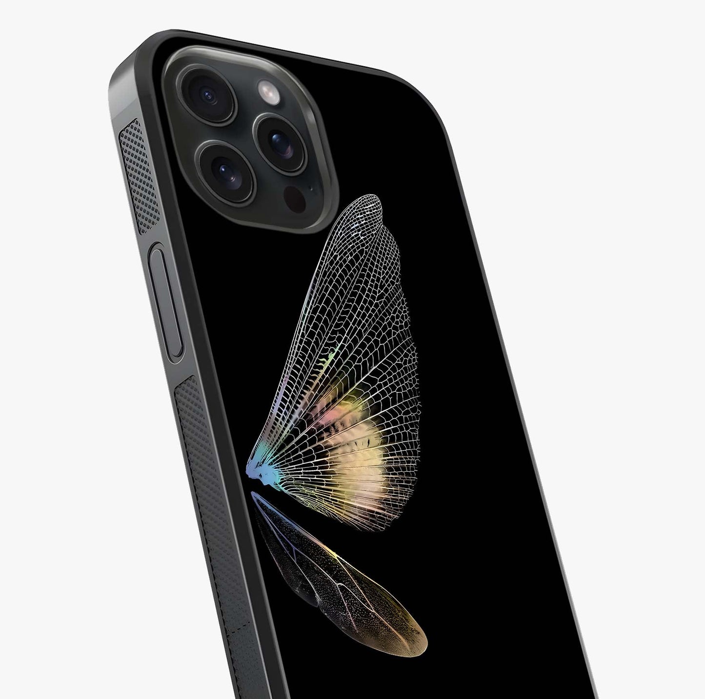 Whispers Of Wings Glass Case captured at a warm angle highlighting gloss, texture and premium glass finish.