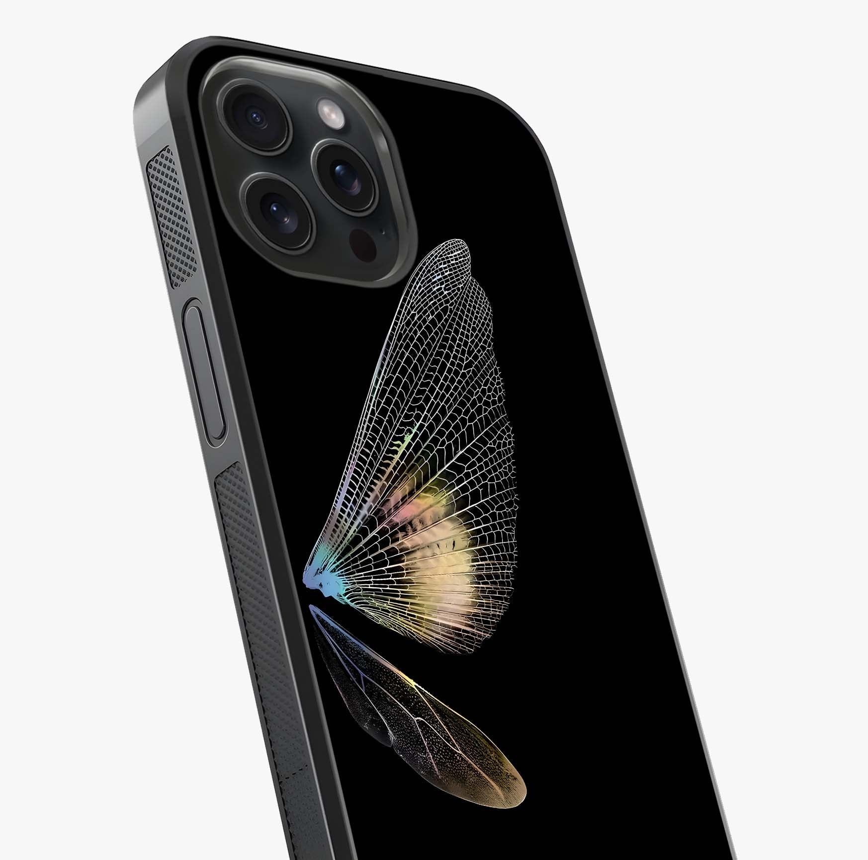 Whispers Of Wings Glass Case captured at a warm angle highlighting gloss, texture and premium glass finish.