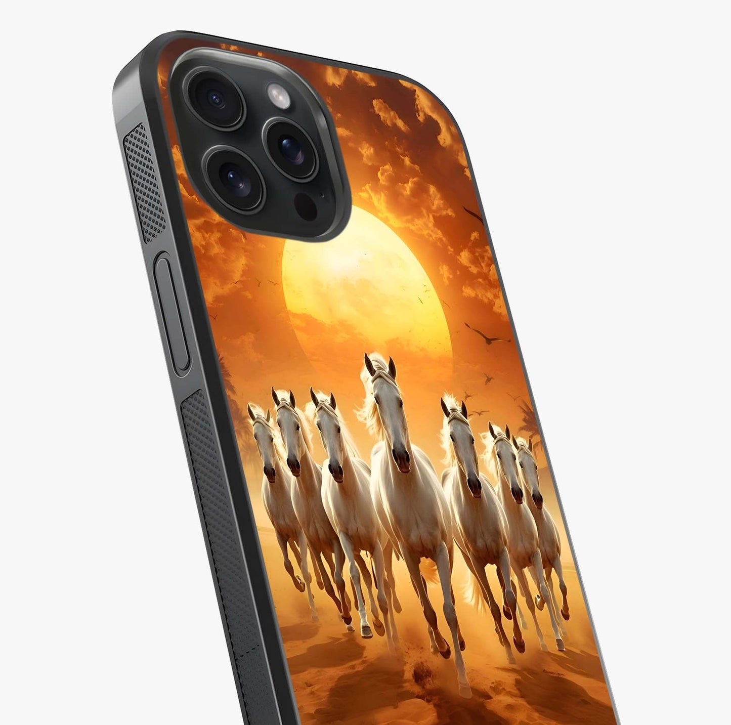Wild Sunset Majesty Glass Case captured at a warm angle highlighting gloss, texture and premium glass finish.