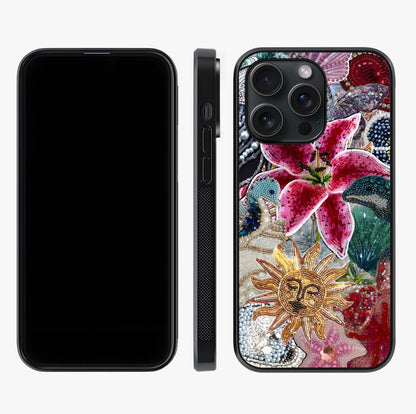 Beaded Garden Fantasy Glass Case displayed upright for full design visibility and premium finish.