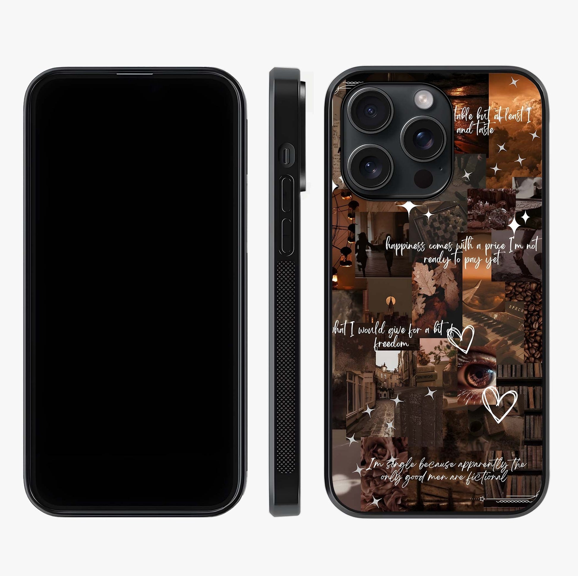 Bittersweet Aesthetic Chaos Glass Case displayed upright for full design visibility and premium finish.