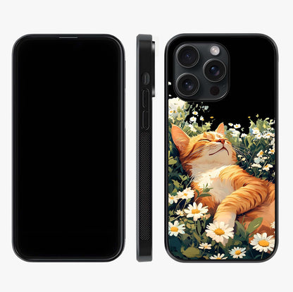 Blissful Bloom Cat Glass Case displayed upright for full design visibility and premium finish.