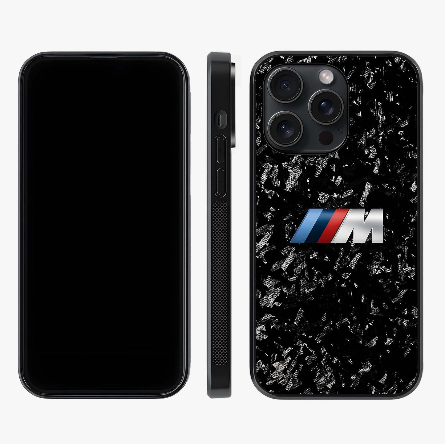 Carbon Speed Mark Glass Case displayed upright for full design visibility and premium finish.